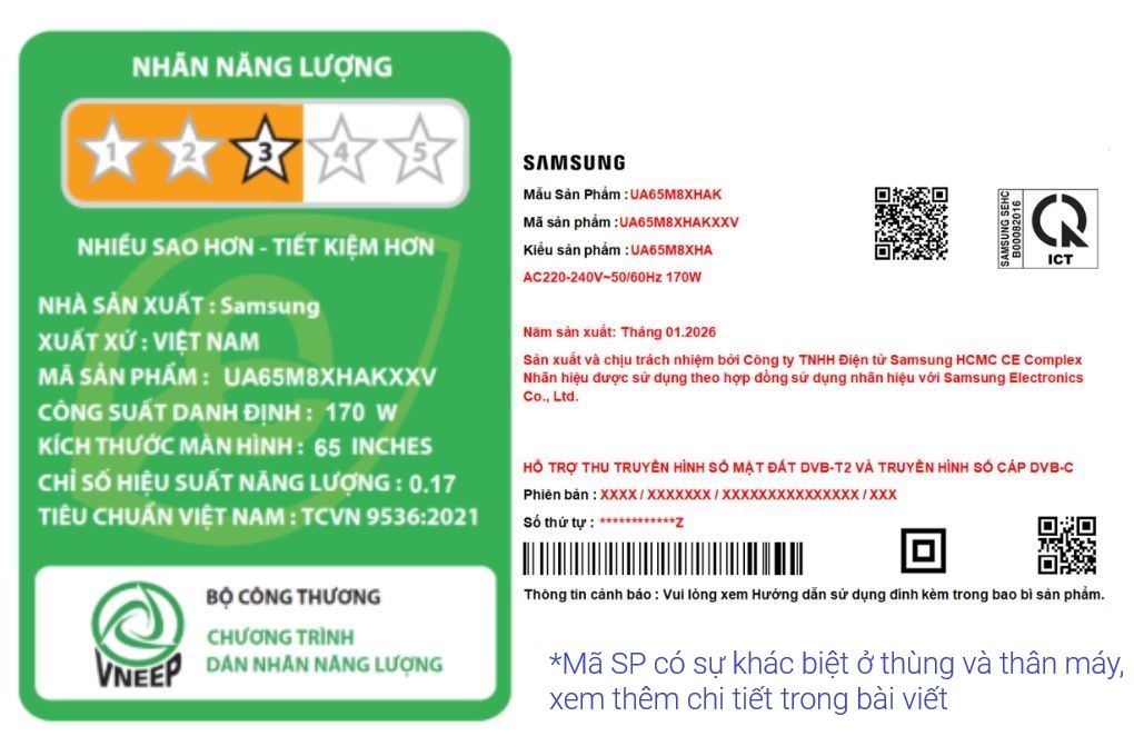 Smart Tivi Mini LED Samsung AI 4K 65 inch UA65M8XHA Màu Đen