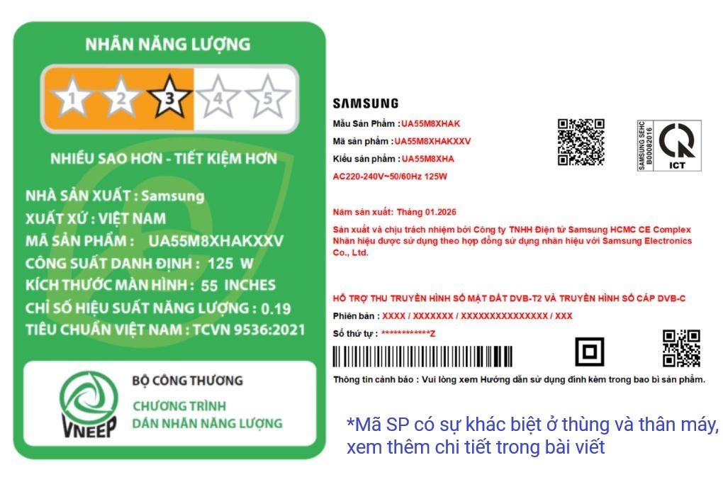 Smart Tivi Mini LED Samsung AI 4K 55 inch UA55M8XHA Màu Đen
