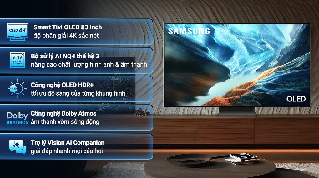 Smart Tivi OLED Samsung AI 4K 83 inch QA83S90HA - Màn hình OLED 83 inch