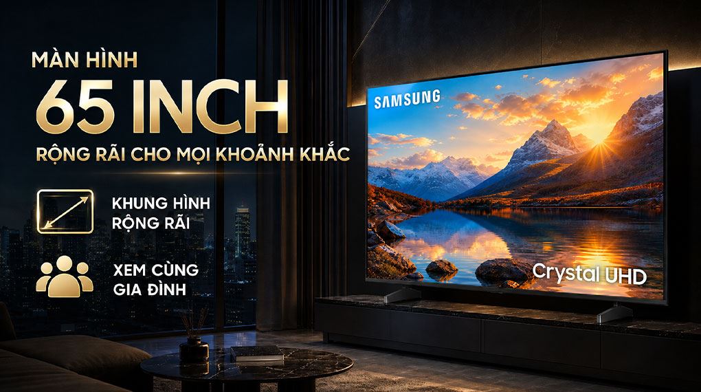 Smart Tivi Crystal UHD Samsung AI 4K 65 inch UA65U8500H Màu Đen