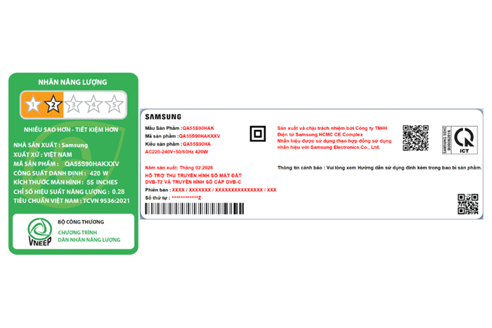 Smart Tivi OLED Samsung AI 4K 55 inch QA55S90HA Màu Đen