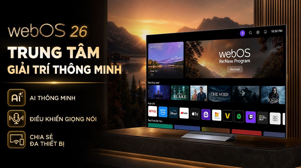 Smart Tivi OLED LG AI 4K 77 inch OLED77C6PSA Màu Đen