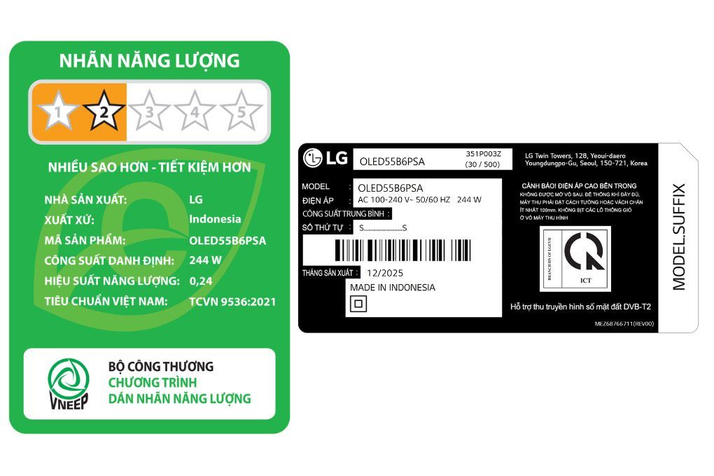 Smart Tivi OLED LG AI 4K 55 inch OLED55B6PSA Màu Đen