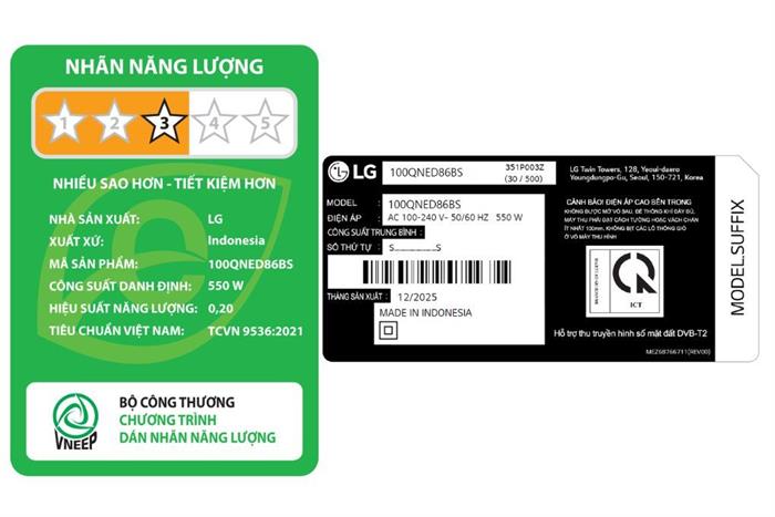 Smart Tivi QNED LG AI 4K 100 inch 100QNED86BS Màu Đen