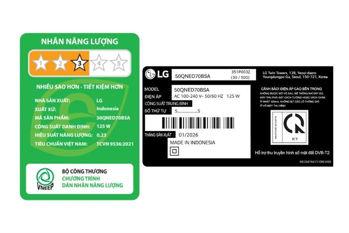 Smart Tivi QNED LG AI 4K 50 inch 50QNED70BSA Màu Đen