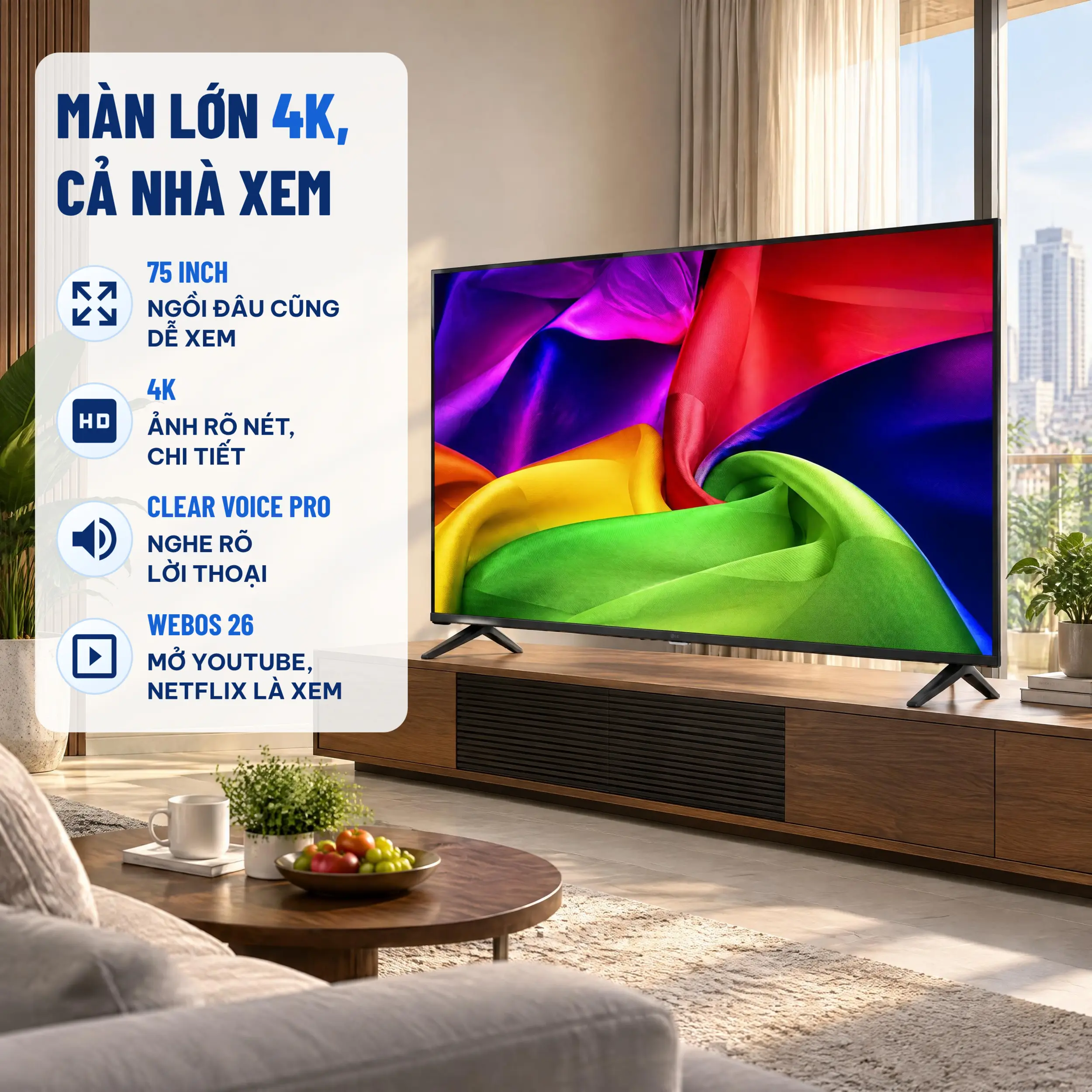 Smart Tivi LG AI 4K 75 inch 75NU805BPSB Màu Đen