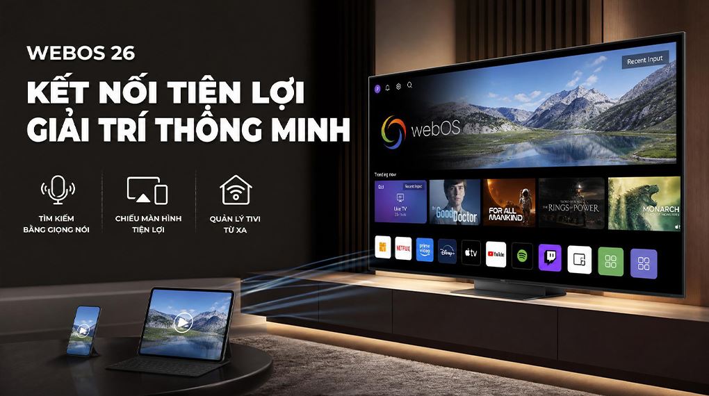 Smart Tivi QNED LG AI 4K 65 inch 65QNED86BSA Màu Đen