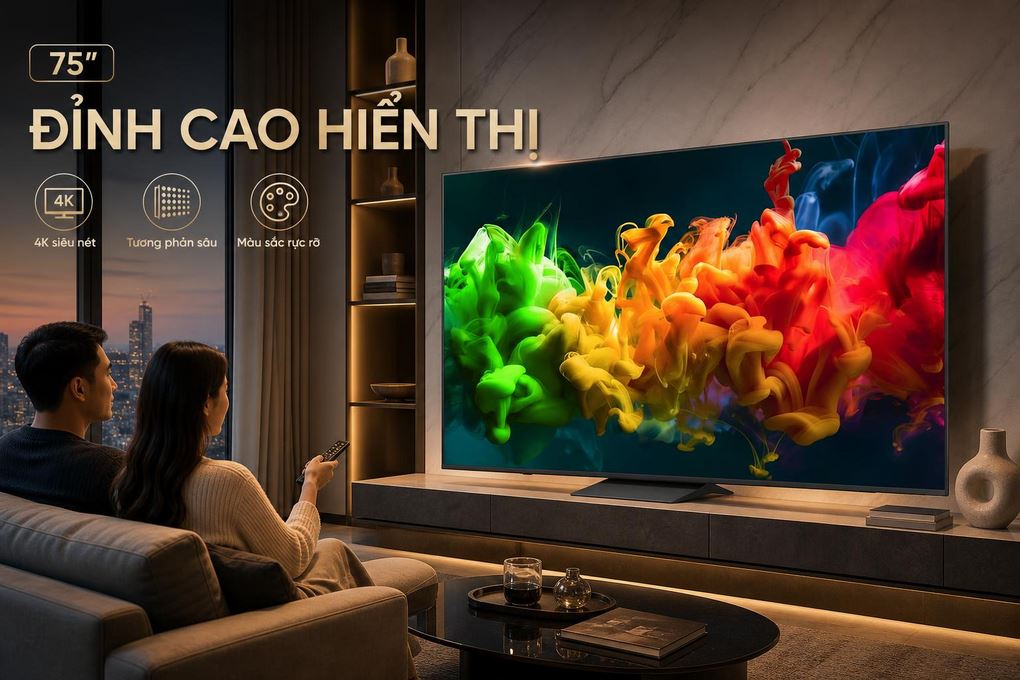 Smart Tivi QNED LG AI 4K 75 inch 75QNED81BSA Màu Đen