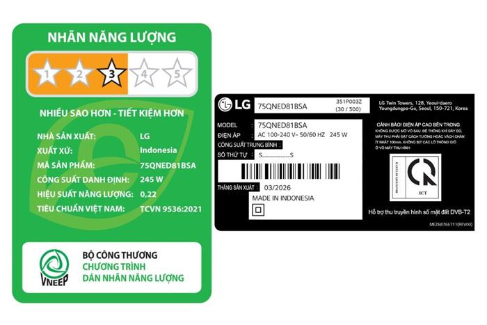 Smart Tivi QNED LG AI 4K 75 inch 75QNED81BSA Màu Đen