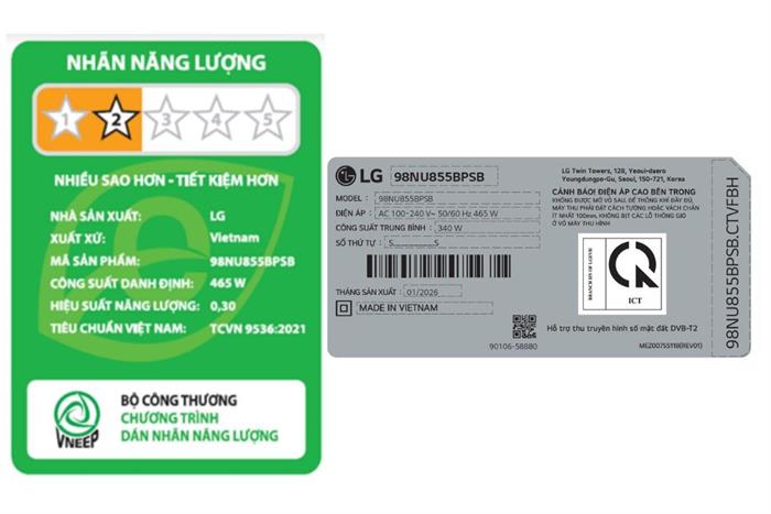 Smart Tivi LG AI 4K 98 inch 98NU855BPSB Màu Đen