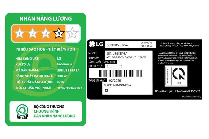 Smart Tivi LG AI 4K 55 inch 55NU855BPSA Màu Đen