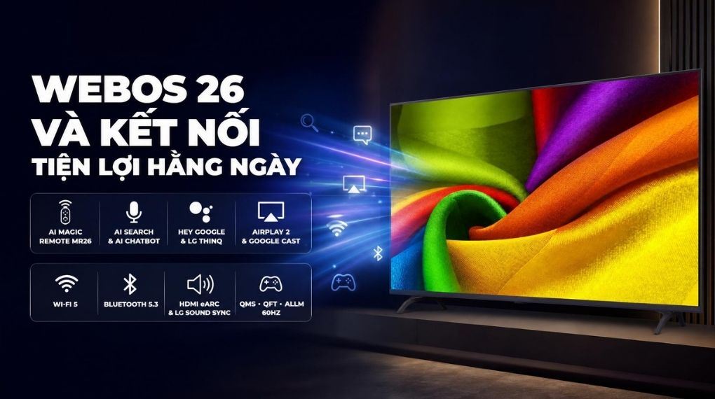 Smart Tivi LG AI 4K 50 inch 50NU855BPSA Màu Đen
