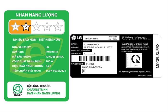 Smart Tivi LG AI 4K 43 inch 43NU855BPSA Màu Đen