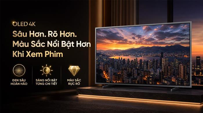 Smart Tivi OLED Samsung AI 4K 83 inch QA83S95HX Màu Đen