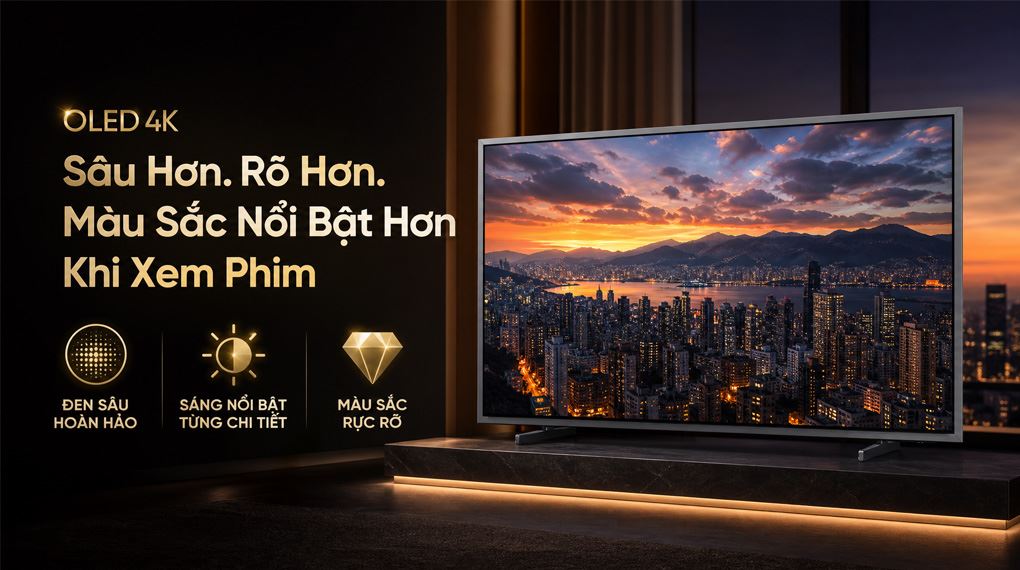 Smart Tivi OLED Samsung AI 4K 83 inch QA83S95HX Màu Đen