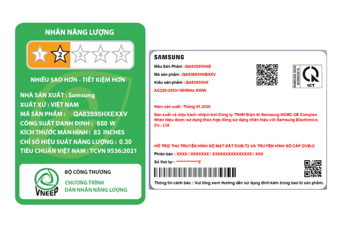 Smart Tivi OLED Samsung AI 4K 83 inch QA83S95HX Màu Đen