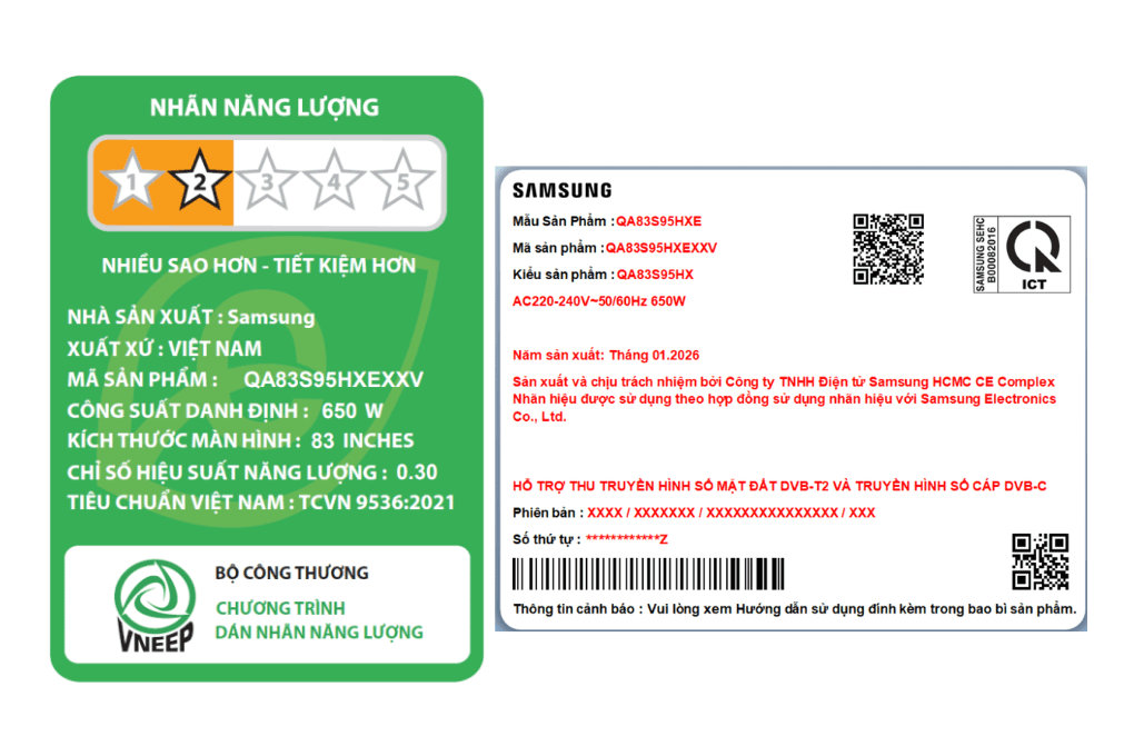 Smart Tivi OLED Samsung AI 4K 83 inch QA83S95HX Màu Đen