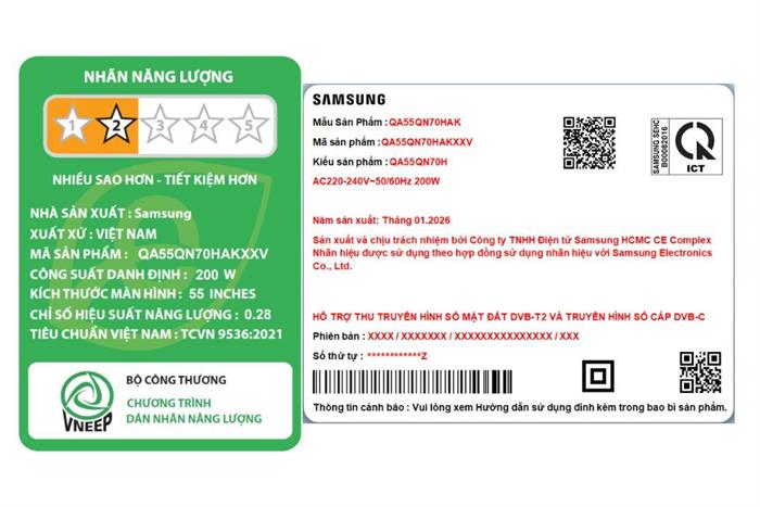 Smart Tivi Neo QLED Samsung AI 4K 55 inch QA55QN70HA Màu Đen