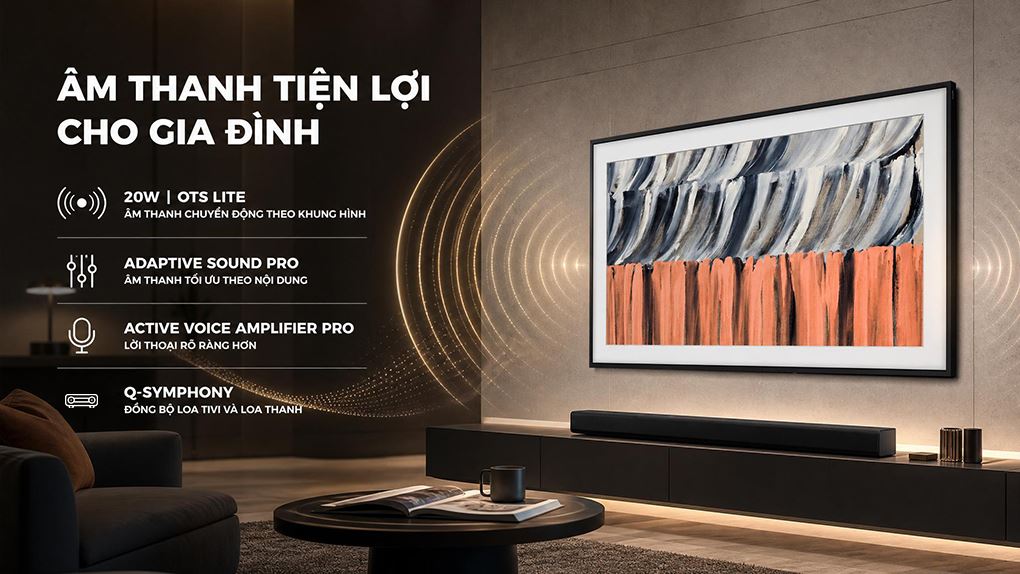 Smart Tivi Khung Tranh The Frame QLED Samsung AI 4K 65 inch QA65LS03HE Màu Đen