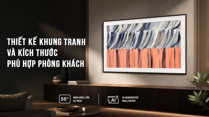 Smart Tivi Khung Tranh The Frame QLED Samsung AI 4K 55 inch QA55LS03HE Màu Đen