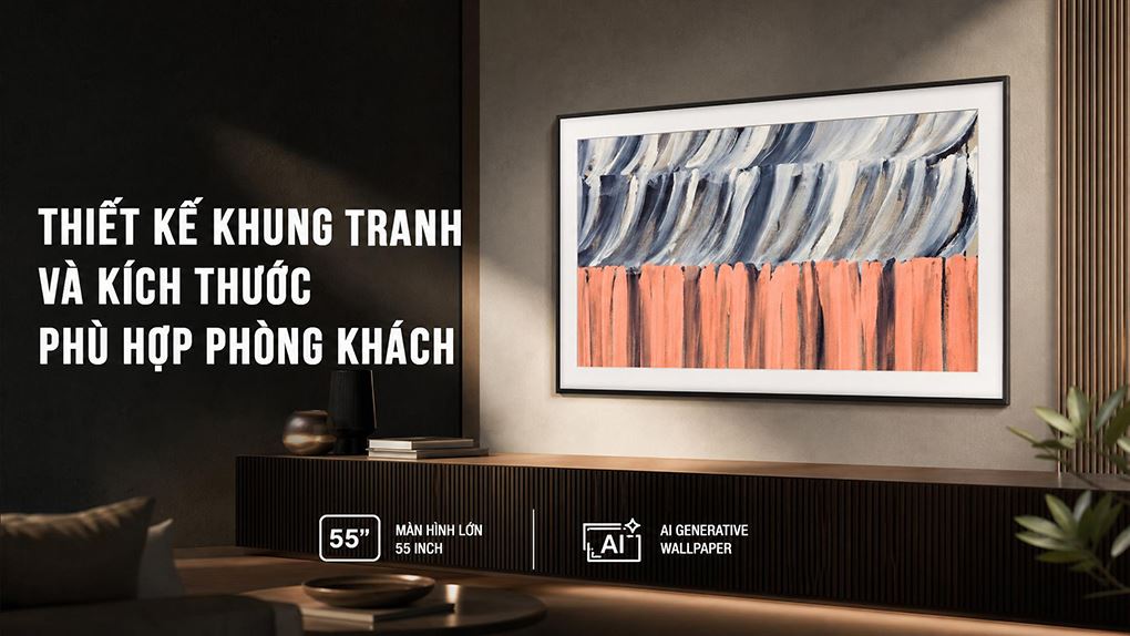 Smart Tivi Khung Tranh The Frame QLED Samsung AI 4K 55 inch QA55LS03HE Màu Đen