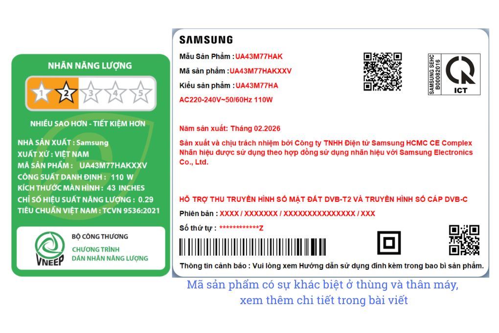 Smart Tivi Mini LED Samsung AI 4K 43 inch UA43M77HA Màu Đen