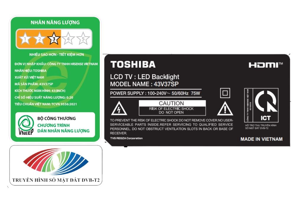 Smart Tivi QLED Toshiba FHD 43 inch 43V37SP Màu Đen