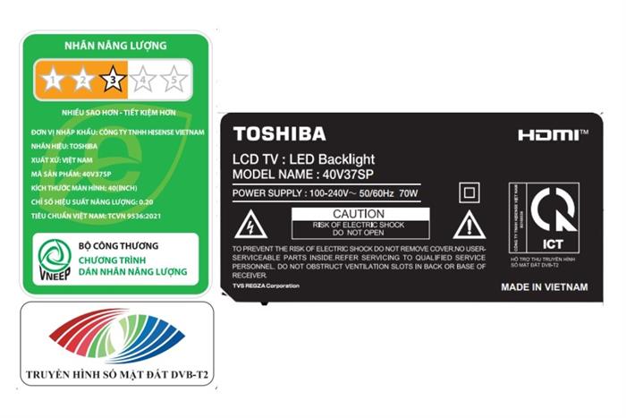 Smart Tivi QLED Toshiba FHD 40 inch 40V37SP Màu Đen