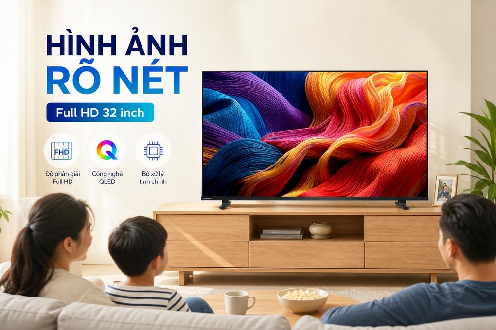 Smart Tivi QLED Toshiba FHD 32 inch 32V37SP Màu Đen