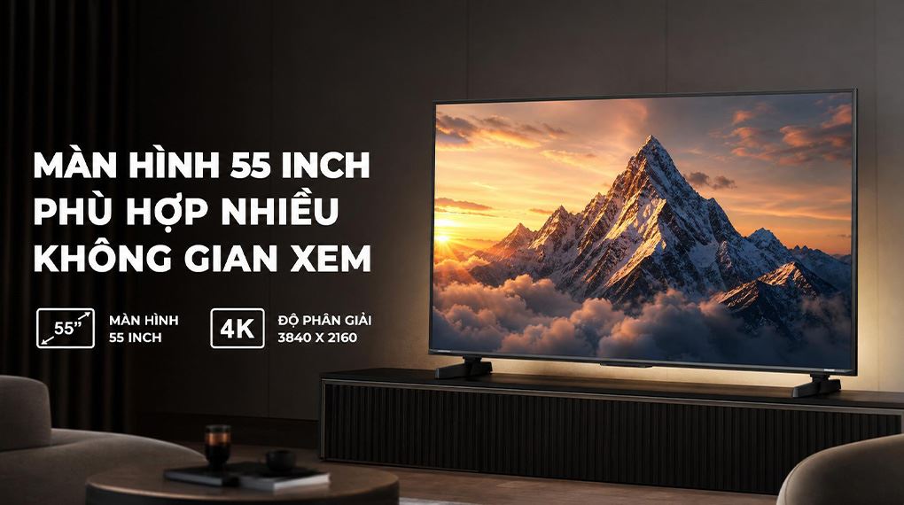 Smart Tivi Mini LED Hisense AI 4K 55 inch 55U6SE Màu Đen