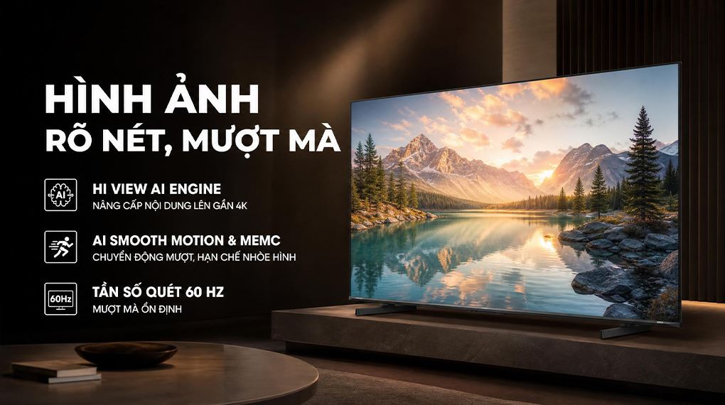 Smart Tivi Mini LED Hisense AI 4K 65 inch 65U6SE Màu Đen
