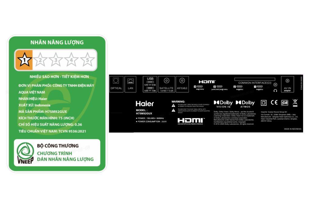 Google Tivi QD-Mini LED Haier AI 4K 75 inch H75M92GUX Màu Đen