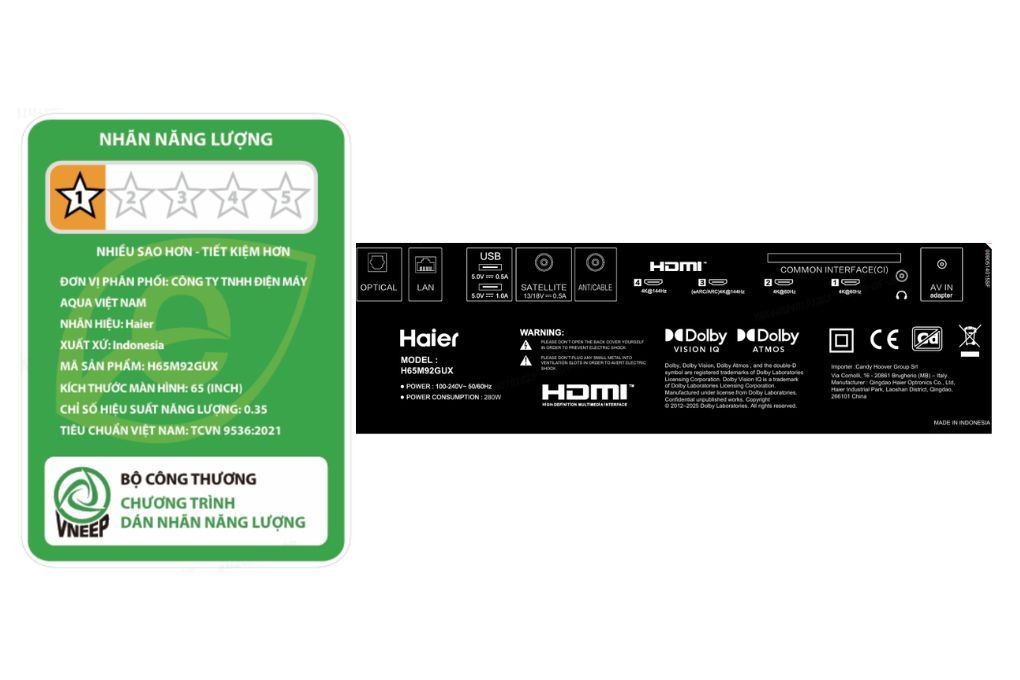 Google Tivi QD-Mini LED Haier AI 4K 65 inch H65M92GUX Màu Đen