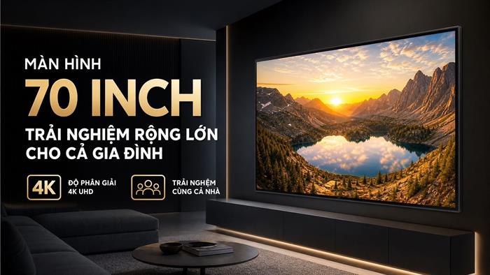 Smart Tivi Crystal UHD Samsung AI 4K 70 inch UA70U8500H Màu Đen