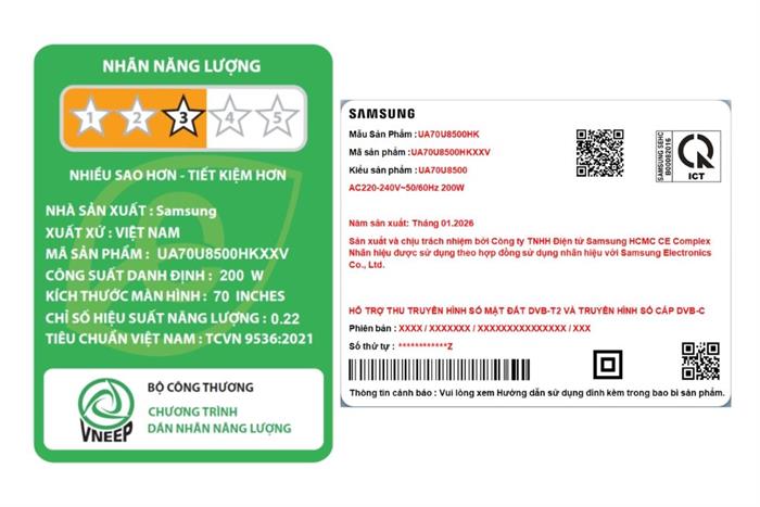 Smart Tivi Crystal UHD Samsung AI 4K 70 inch UA70U8500H Màu Đen