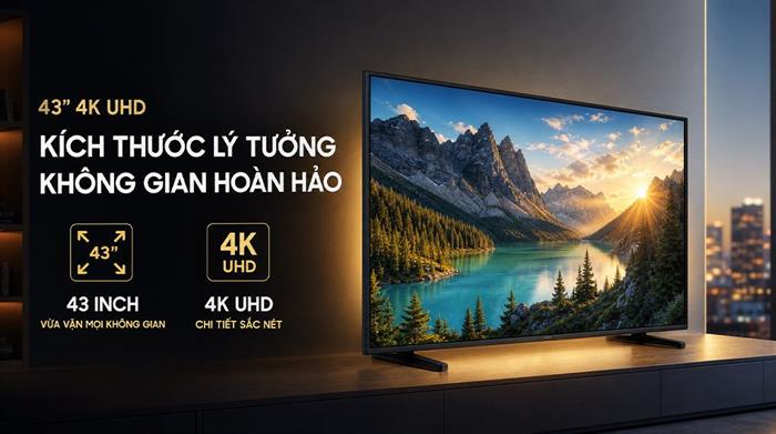 Smart Tivi Crystal UHD Samsung AI 4K 43 inch UA43U8000H Màu Đen