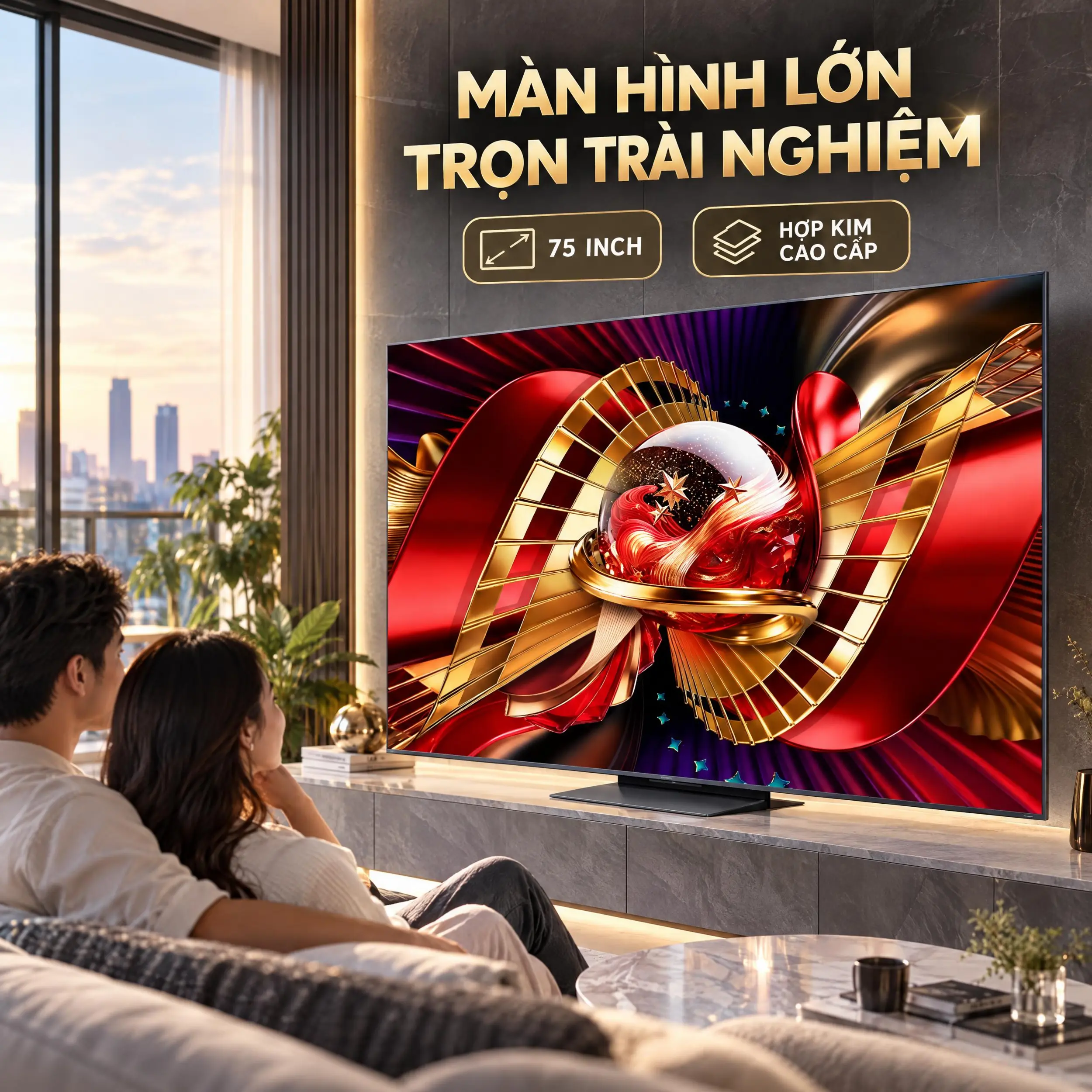 Google Tivi SQD-Mini LED TCL 4K 75 inch 75C8L Màu Đen