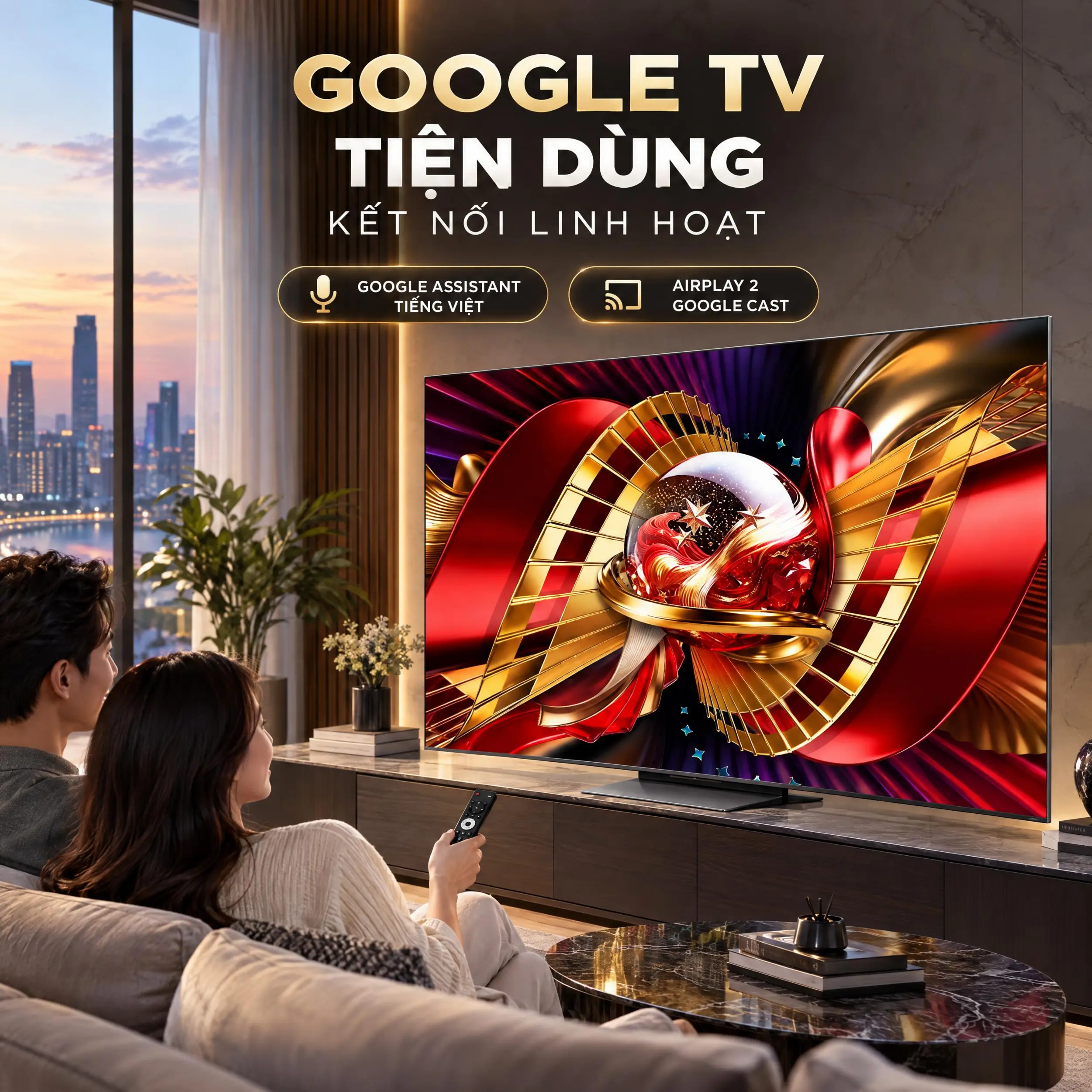 Google Tivi SQD-Mini LED TCL 4K 75 inch 75C8L Màu Đen