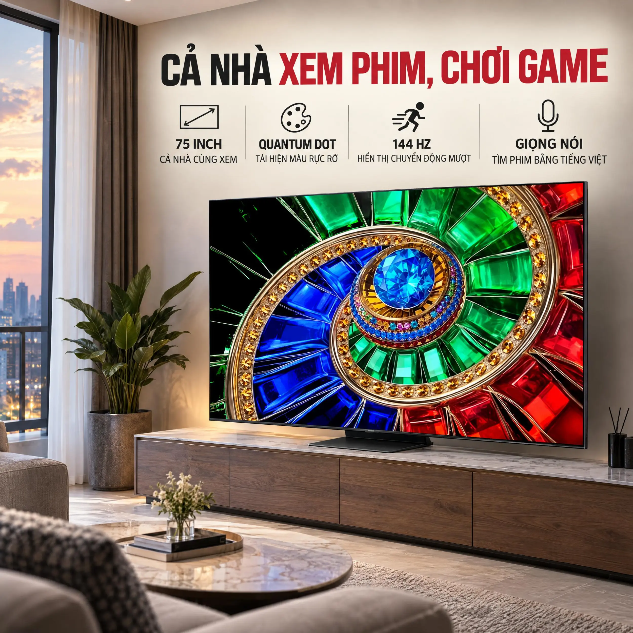 Google Tivi RGB - Mini LED TCL 4K 75 inch 75RM7L Màu Đen