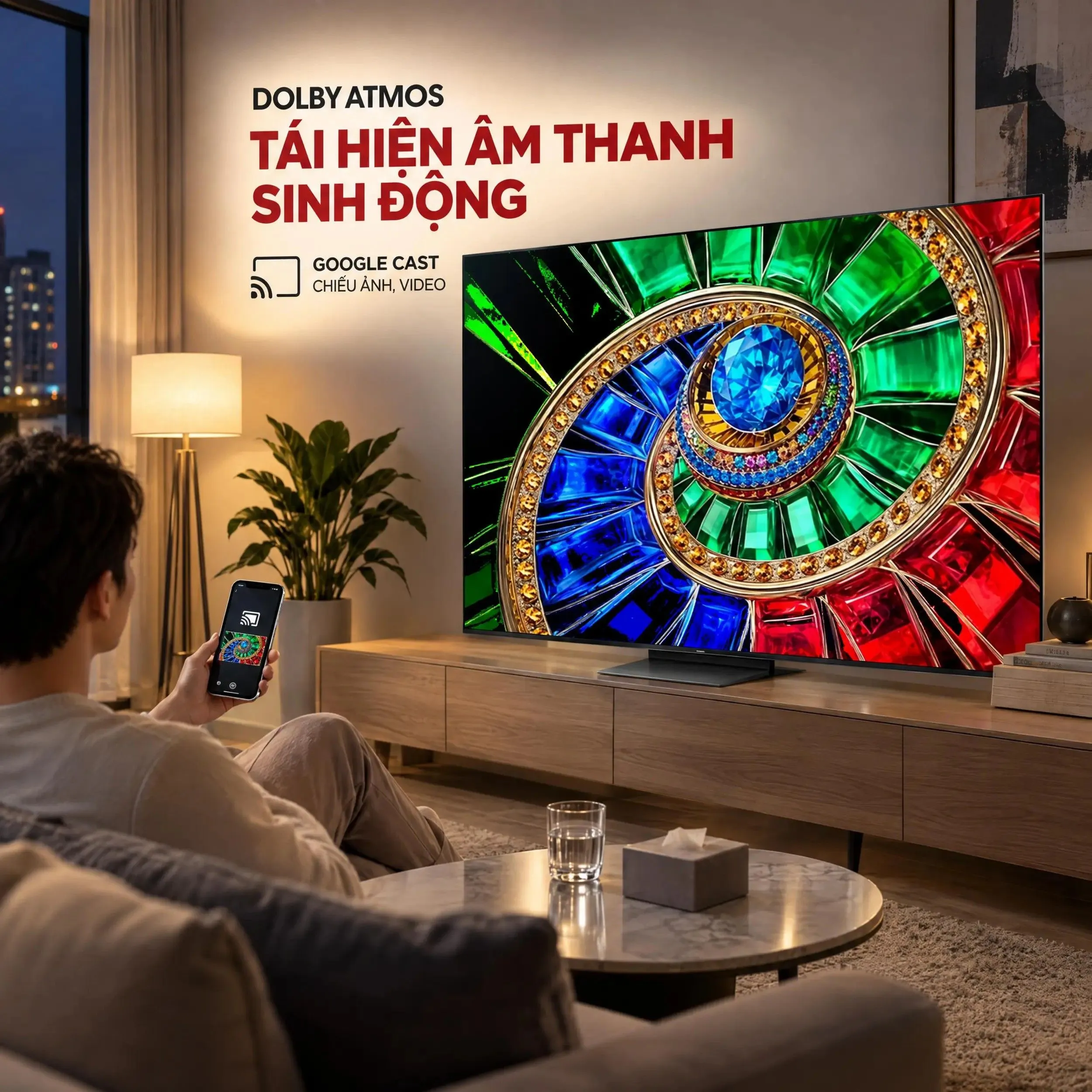 Google Tivi RGB - Mini LED TCL 4K 75 inch 75RM7L Màu Đen