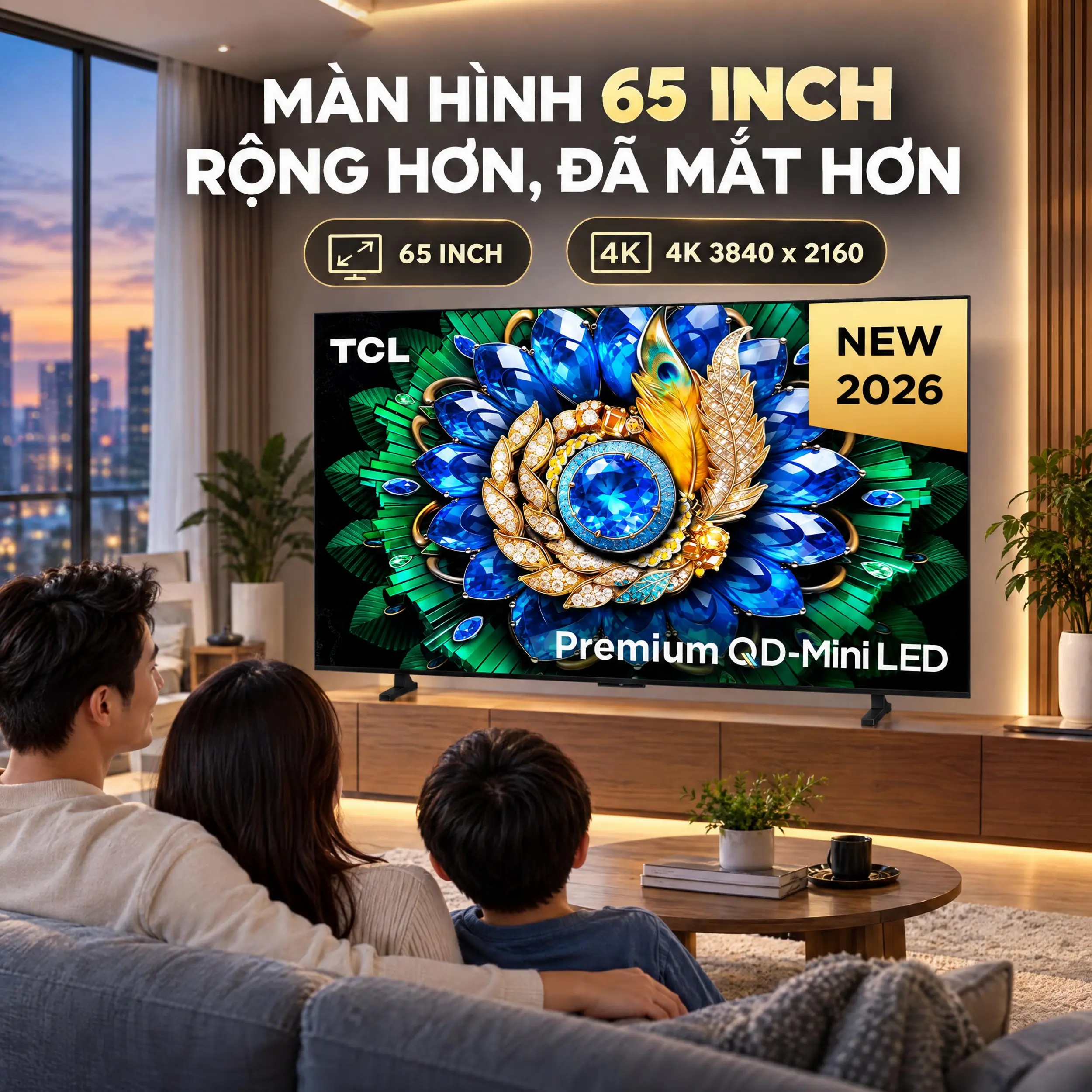 Google Tivi QD-Mini LED TCL 4K 65 inch 65A400M - Màn hình 65 inch