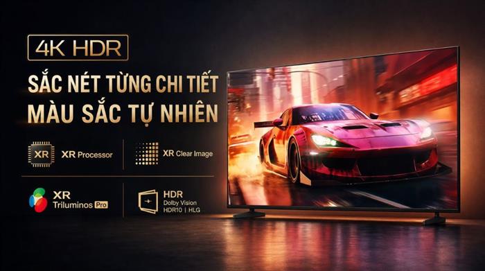 Google Tivi Sony 4K 55 inch K-55XR33VM2 Màu Đen