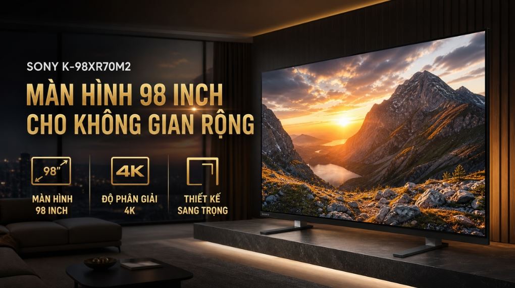 Google Tivi True RGB Sony AI 4K 98 inch K-98XR70M2 Màu Đen
