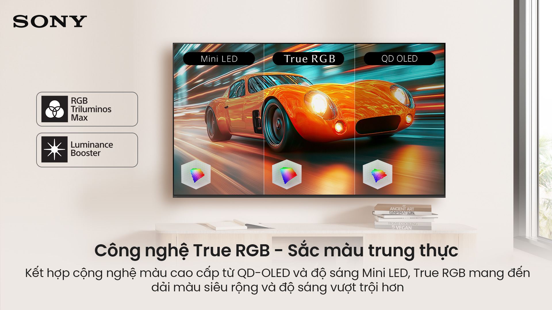 Google Tivi True RGB Sony AI 4K 55 inch K-55XR70M2 Màu Đen