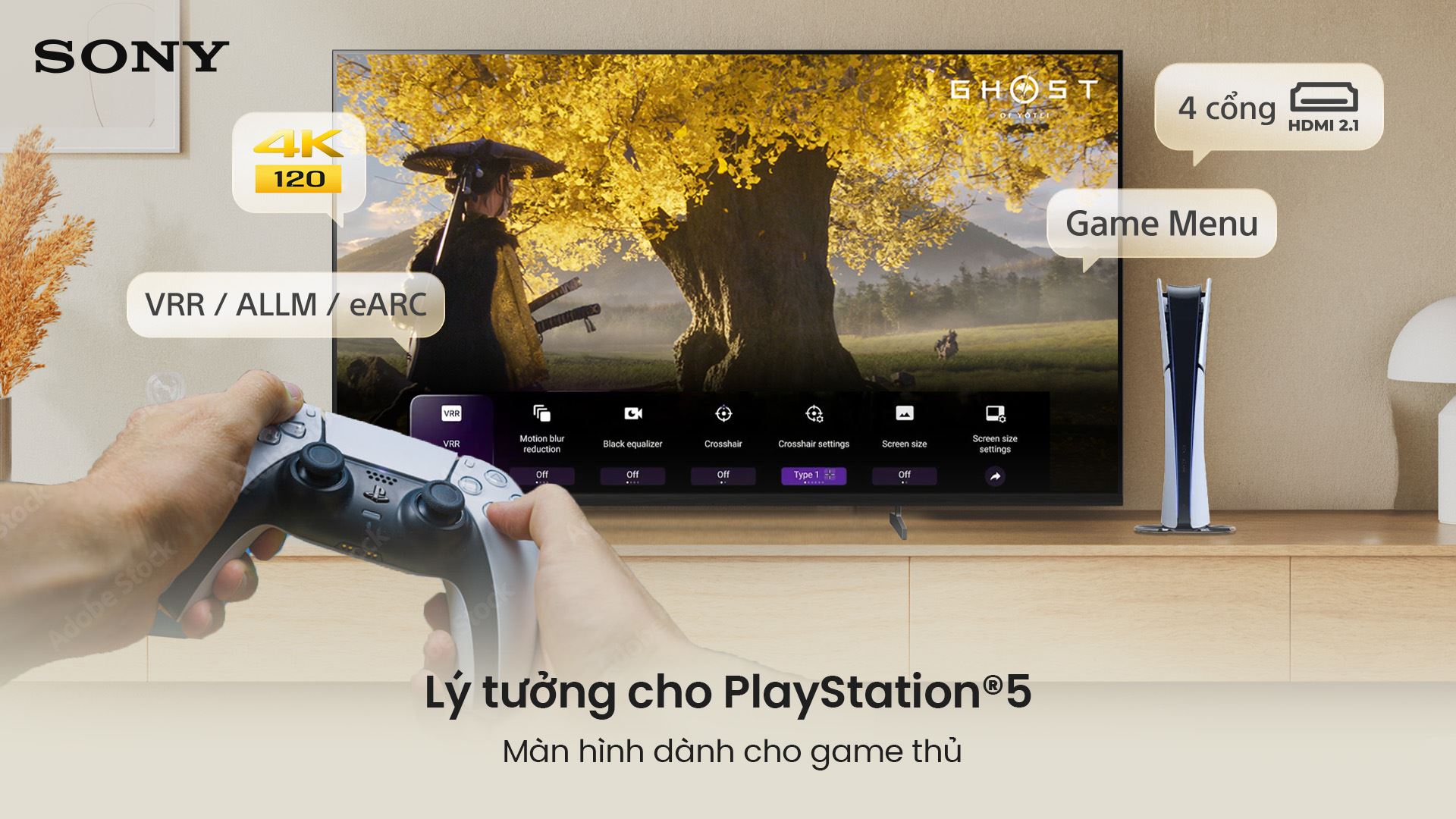 Google Tivi True RGB Sony AI 4K 55 inch K-55XR70M2 Màu Đen