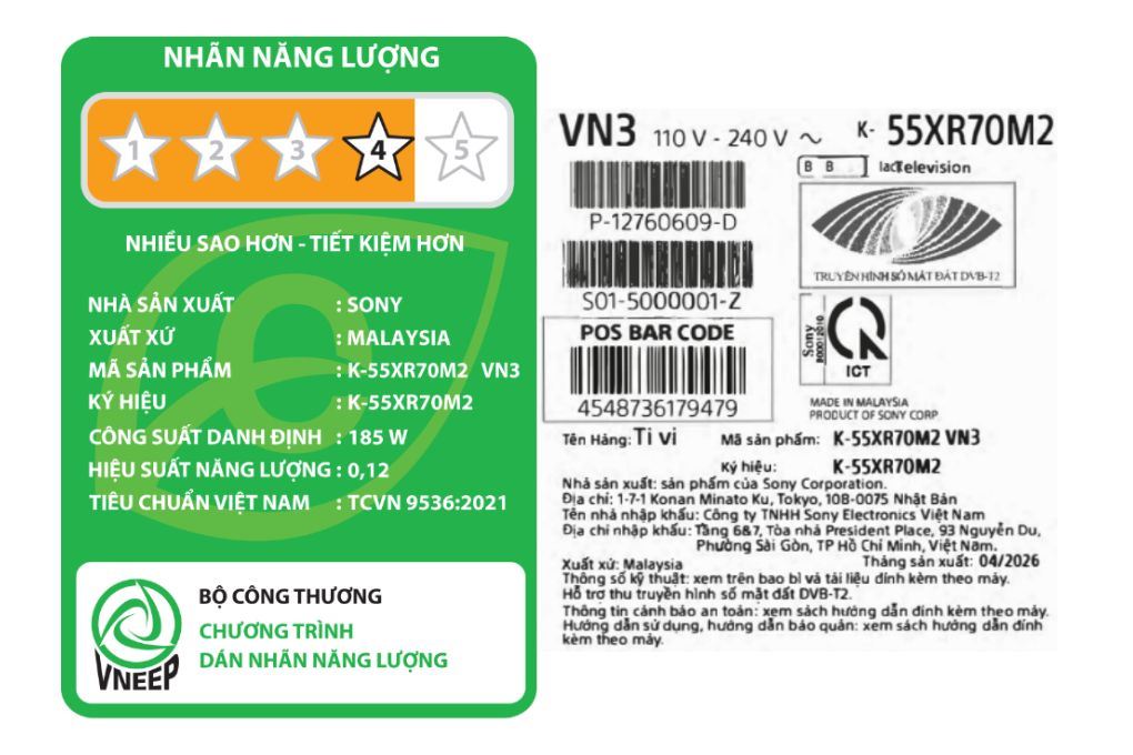 Google Tivi True RGB Sony AI 4K 55 inch K-55XR70M2 Màu Đen