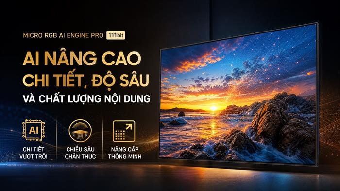 Smart Tivi Micro RGB Samsung AI 4K 65 inch MRA65R95HX Màu Đen