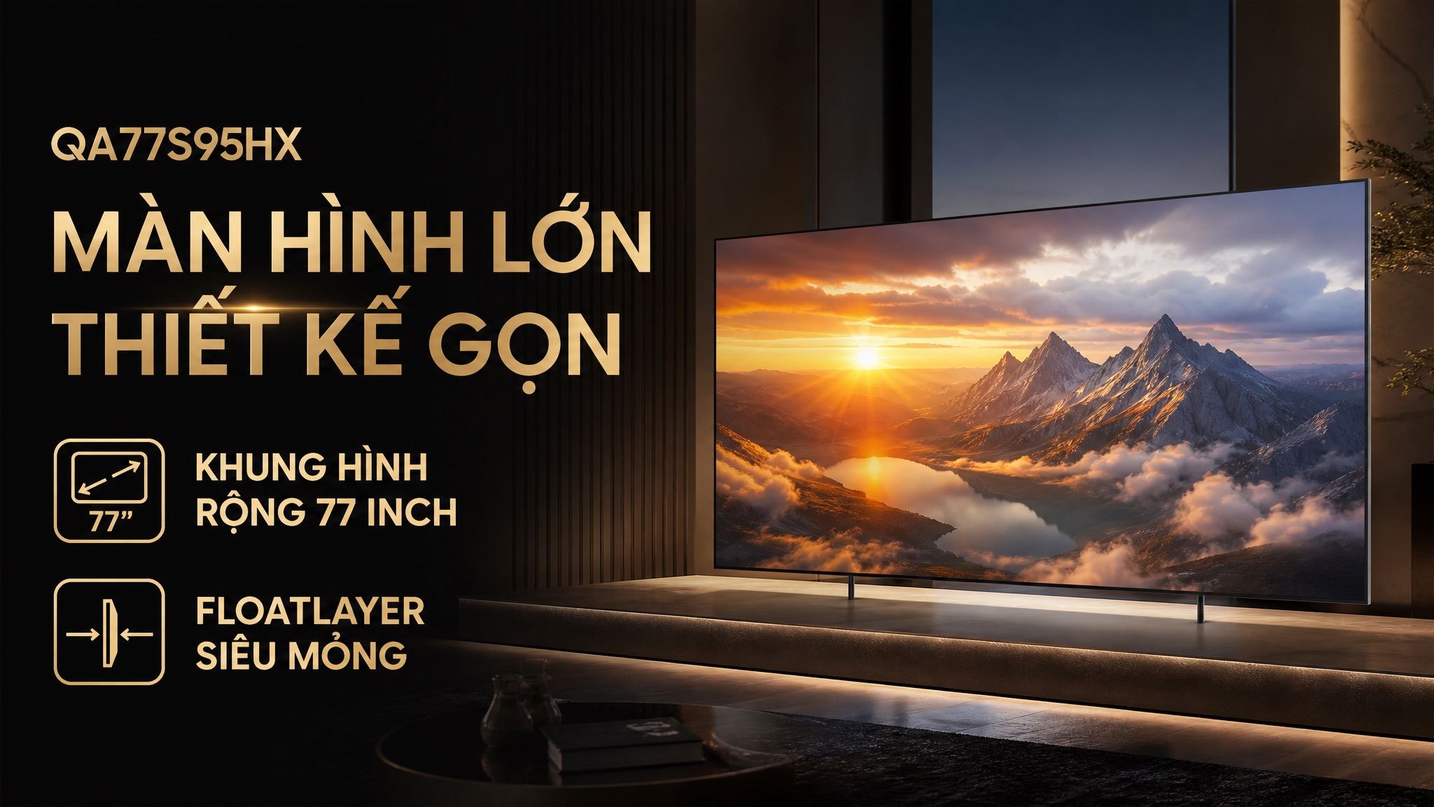 Smart Tivi OLED Samsung AI 4K 77 inch QA77S95HX Màu Đen