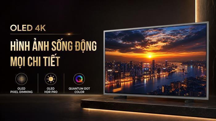 Smart Tivi OLED Samsung AI 4K 77 inch QA77S95HX Màu Đen