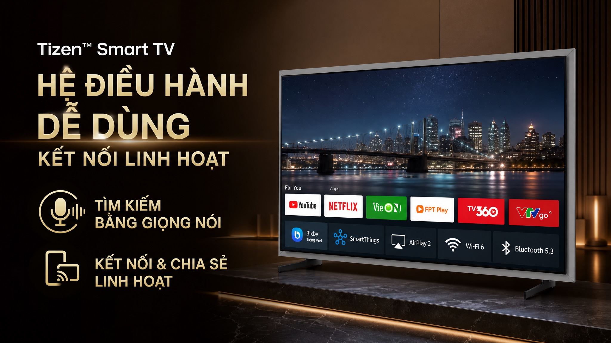 Smart Tivi OLED Samsung AI 4K 65 inch QA65S95HX Màu Đen